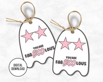 Fab-BOO-lous Ghost Gift Tag, Halloween Favor Tags (Instant Printable Download)