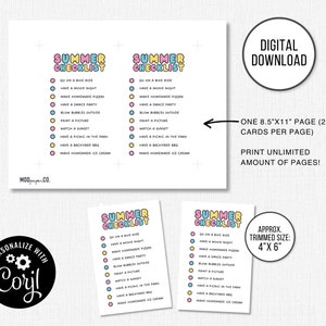 Editable Summer Bucket List Printable for Kids, Personalized Summer ...