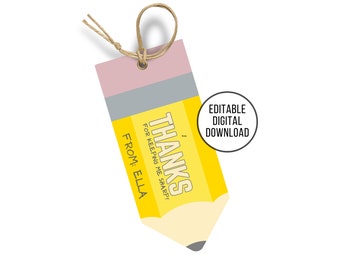 Editable Pencil Teacher Appreciation Week Gift Tag, Pencil Thank You Tag, End of Year Gift Labels, Keeping me Sharp Tag