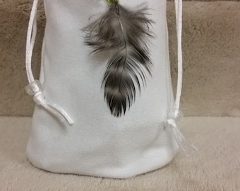 Spirit of the White Buffalo Tea Packaged in a Beautiful, Beaded and Feathered Suede Bag