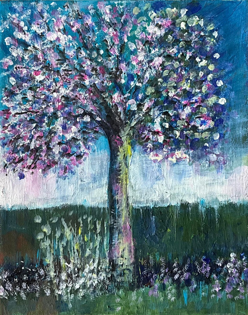 Flowering Tree Painting Acrylic on Canvas - Etsy