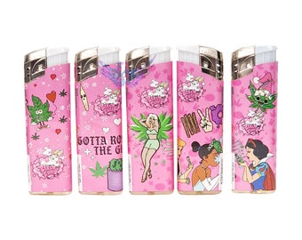 Baked Bunny Pink Lighters Gas Refillable Pocket Size Cigarette Lighters For Her Girls Women