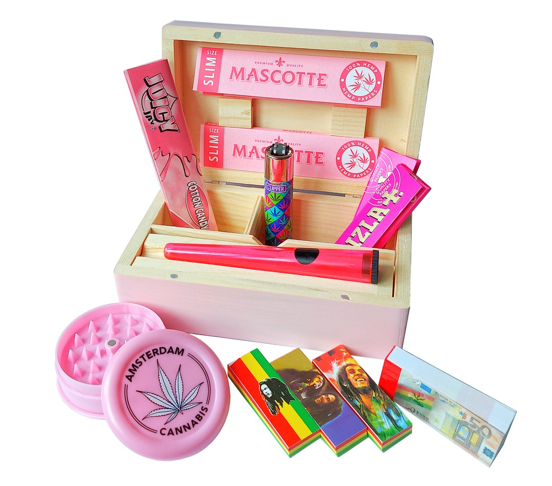 Pink Wooden Rolling Box Set Rizla Mascotte Papers Bob Marley Etsy UK
