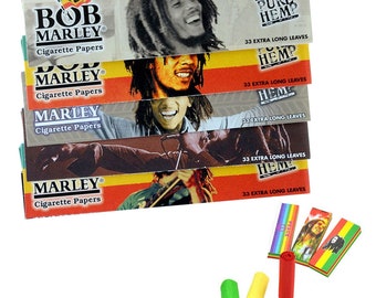 Bob Marley Hemp King Size Rolling Paper Skins Rasta Tri Colour Filter Tips Roach