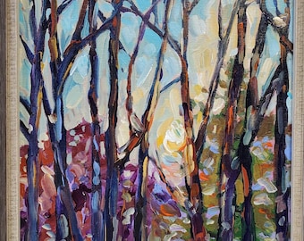 Winter Solstice, Original Painting, Custom Frame, Betsy ONeill, Michigan artist, art