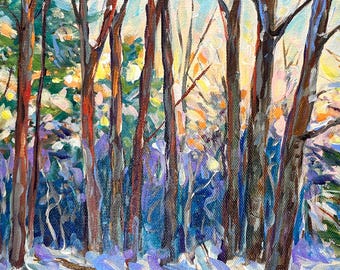Original Painting: "Cabin Fever" En Plein Air, Michigan Art, Winter Woods, Betsy ONeill, snow