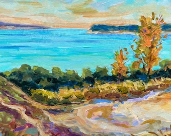 Original Painting, "October Dunes",  plein air painting, Sleeping Bear Dunes, Michigan Landscape, Betsy ONeill