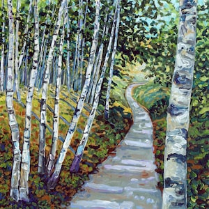 Birch Trail, Pyramid Point Path, Birch Trees, Forest, Fine Art Print, Giclee, Canvas Print, Betsy ONeill, Sleeping Bear Dunes, Michigan Art