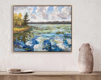 Original Acrylic Painting, Narada Lake, (18x24 canvas) Heritage Trail, Wetlands, Sleeping Bear, Michigan Landscape, Betsy ONeill