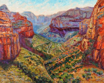 Zion Overlook, Zion, National Park Art, NPS, Zion Painting, hiking, adventure, explore, Betsy ONeill, Fine Art, Zion Art