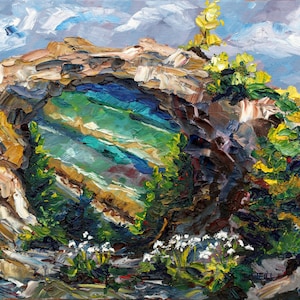 Arch Rock, Mackinac Island, Michigan Art, Beach Painting, Historical Landscape, Betsy ONeill, Michigan Art, Michigan Artist,