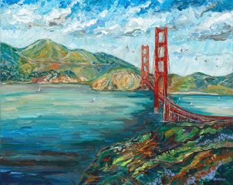 ORIGINAL painting: Golden Gate Bridge, San Francisco, California,