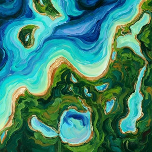 Vista aérea, Sleeping Bear Dunes, M22, islas Manitou, Glen Lake, lago Leelanau, Empire MI, Glen Arbor, Betsy ONeill