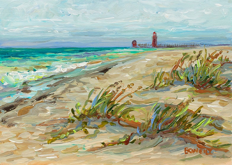 Grand Haven, Beach, Lake Michigan, Pier, Lighthouse, Beach, Sailboats