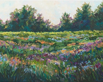 Encore, Limited Edition Print, Summer Field, Prairie, Field Painting, Native Wildflowers, Flora and Fauna Painting, Michigan art