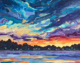 Lake Lullaby, Limited Edition Print, Sunset, Lake House, Lake Michigan, Beach Art, Michigan Art, Betsy ONeill, BONEILL