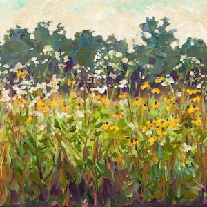 Zomerzonnewende in Prairie Wolf Park, prints in beperkte oplage, Plein Air, bloemenschilderij, Betsy ONeill, kunst in Michigan,