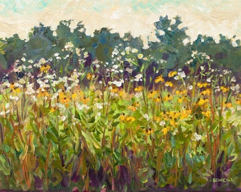 Summer Solstice at Prairie Wolf Park, Limited Edition Prints, Plein Air, Flower Painting, Betsy ONeill, Michigan Art,