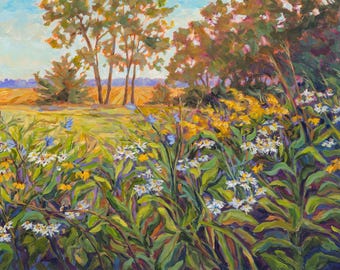 Cricket's Song, Limited Edition Print, Meadow, Field, flower painting, cottage decor, Michigan art, Betsy ONeill