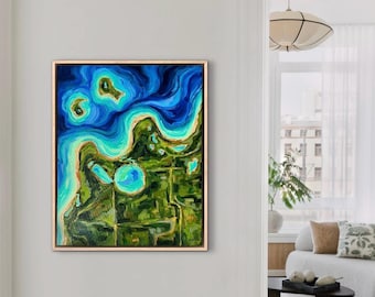 Original Acrylic Painting: Aerial Gen Arbor, Topography (16x20 Canvas)