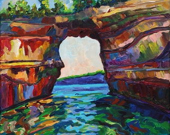 Pictured Rocks, Munising Michigan, Lake Superior, Upper Peninsula, Betsy ONeill, Michigan Art, Marquette, Lake Superior