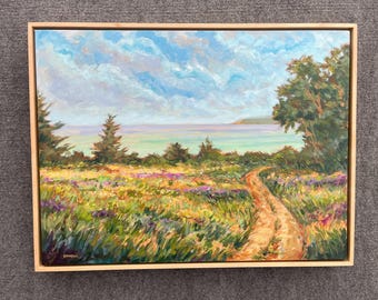 Original Painting, Bay View Trail, Michigan Landscape,