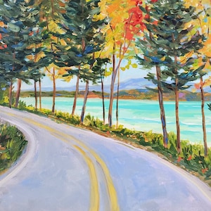 M22 North, Michigan Highway, Glen Arbor, Lake Michigan, Beach Painting, Betsy ONeill, Michigan Artist, Art