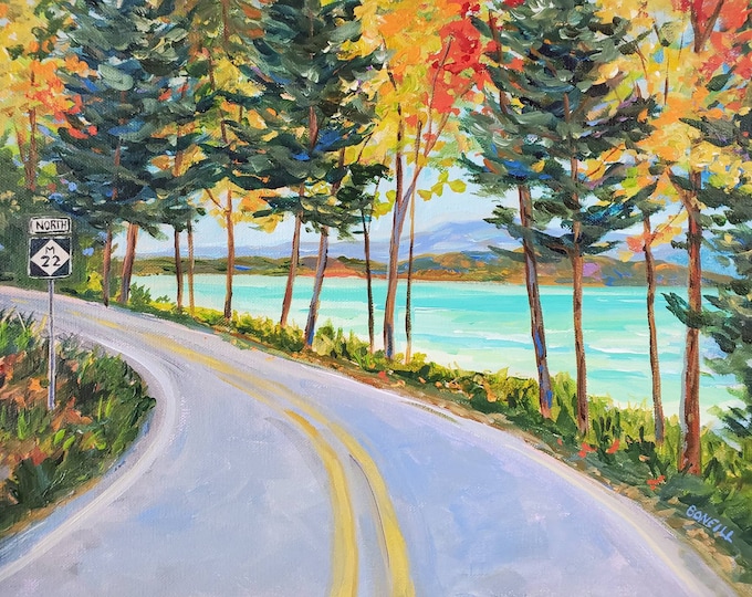 Featured listing image: M22 North, Michigan Highway, Glen Arbor, Lake Michigan, Beach Painting, Betsy ONeill, Michigan Artist, Art