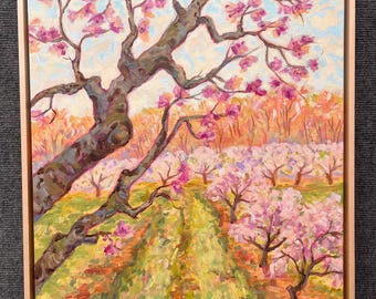 Original Painting, Spring Orchard, Michigan Landscape, Betsy ONeill