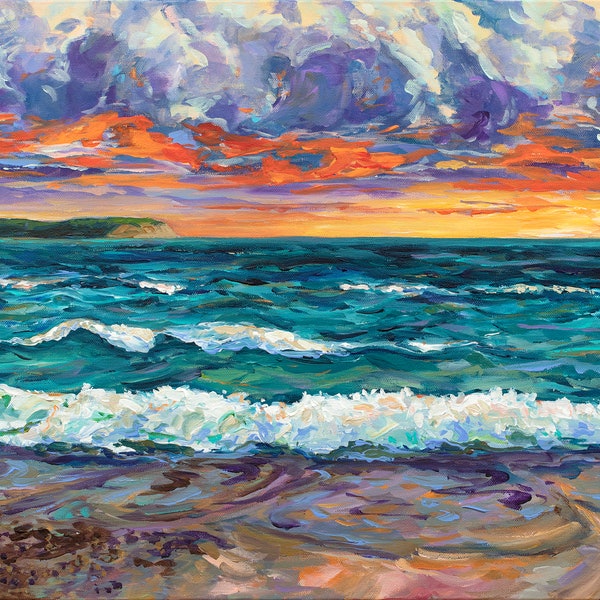 Van's Beach Sunset, Limited Edition Print, Stormy Lake Michigan, Sleeping Bear Dunes, Leelanau, Leland, Fishtown, Lake Michigan