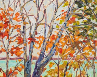 Color Drive, Birch Trees, Michigan Art, Old Mission, Lake Michigan Shoreline, Upper Peninsula, Lake Superior, Betsy ONeill, Michigan Artist
