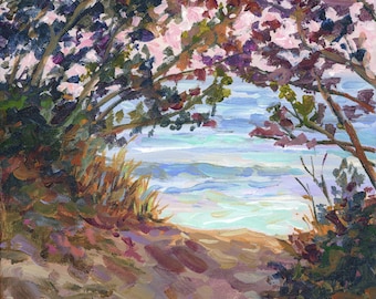 Pink Evening, Beach Access, Sleeping Bear Dunes, Lake Michigan, Betsy ONeill, Michigan Artist