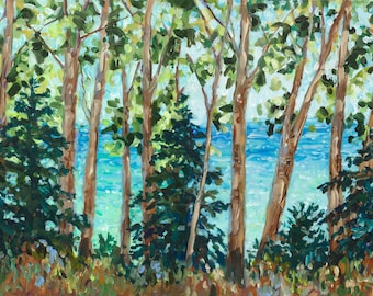 Peek-A-Boo Lake View, Limited Edition Print, M22, Copper Harbor, Suttons Bay, cottage decor, Michigan art, Betsy ONeill