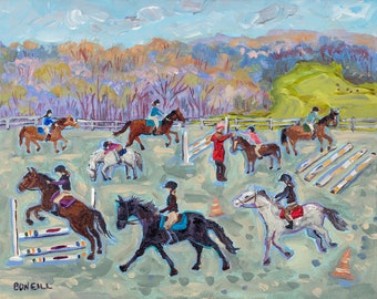 Horse Show, Horses, Jumping, Horse Ride, Michigan Farm, Michigan, Betsy ONeill, Fine Art