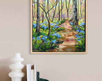 SALE Original Painting, "Bluebell Spring", Michigan Landscape, Betsy ONeill, Traverse City, Leelanau