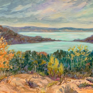 In The Balance, Impresiones de edición limitada, Glen Lake, Sleeping Bear Dunes, Pierce Stocking Drive, Betsy ONeill, Michigan Art,