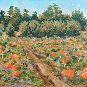 You Pick Pumpkins, October, Pumpkin Patch, Apple Orchard, Fall Colors, Day Moon, Betsy ONeill, Fine Art, Michigan Art