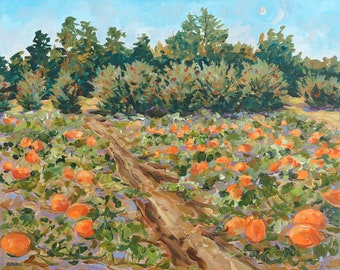 You Pick Pumpkins, October, Pumpkin Patch, Apple Orchard, Fall Colors, Day Moon, Betsy ONeill, Fine Art, Michigan Art