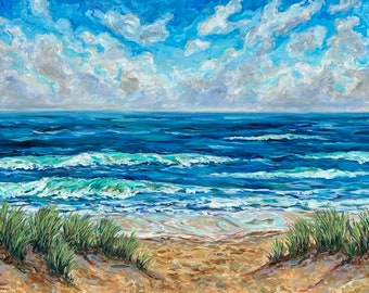 Original Painting, "Summer Revisited", Lake Michigan, Water painting, Beach Art, Michigan Art, Betsy ONeill