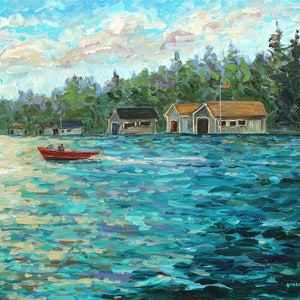 Les Cheneaux Boat Houses, Hessel, Cedarville, Chris Craft, Garwood, Wooden Boat, Michigan Art, LCI, Betsy ONeill, Boat Show
