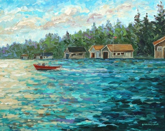 Les Cheneaux Boat Houses, Hessel, Cedarville, Chris Craft, Garwood, Wooden Boat, Michigan Art, LCI, Betsy ONeill, Boat Show