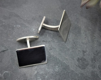 Solid Sterling Silver Rectangular Cufflinks| Wedding, Groom, Best Man Gift