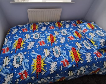 Comic book bedding | Etsy ZAP Superman LOGO design kids duvet