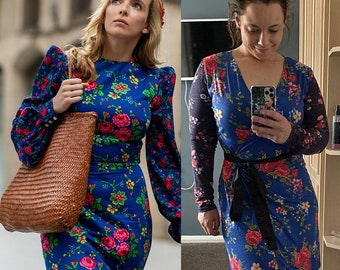 Floral Pattern Handmade Dress - Wrap Cut & Sew - Villanelle INSPIRED Style - Killing Eve - Jodie Comer