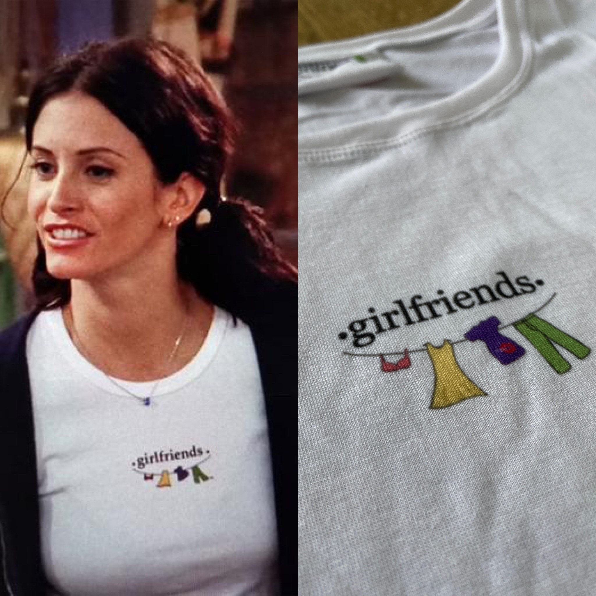 T-shirt 00s 90s Green Inspired Style Wardrobe - Season Replica Cox Girlfriends 5 Show Monica Etsy Friends Reunion Rachel Geller Courtney TV