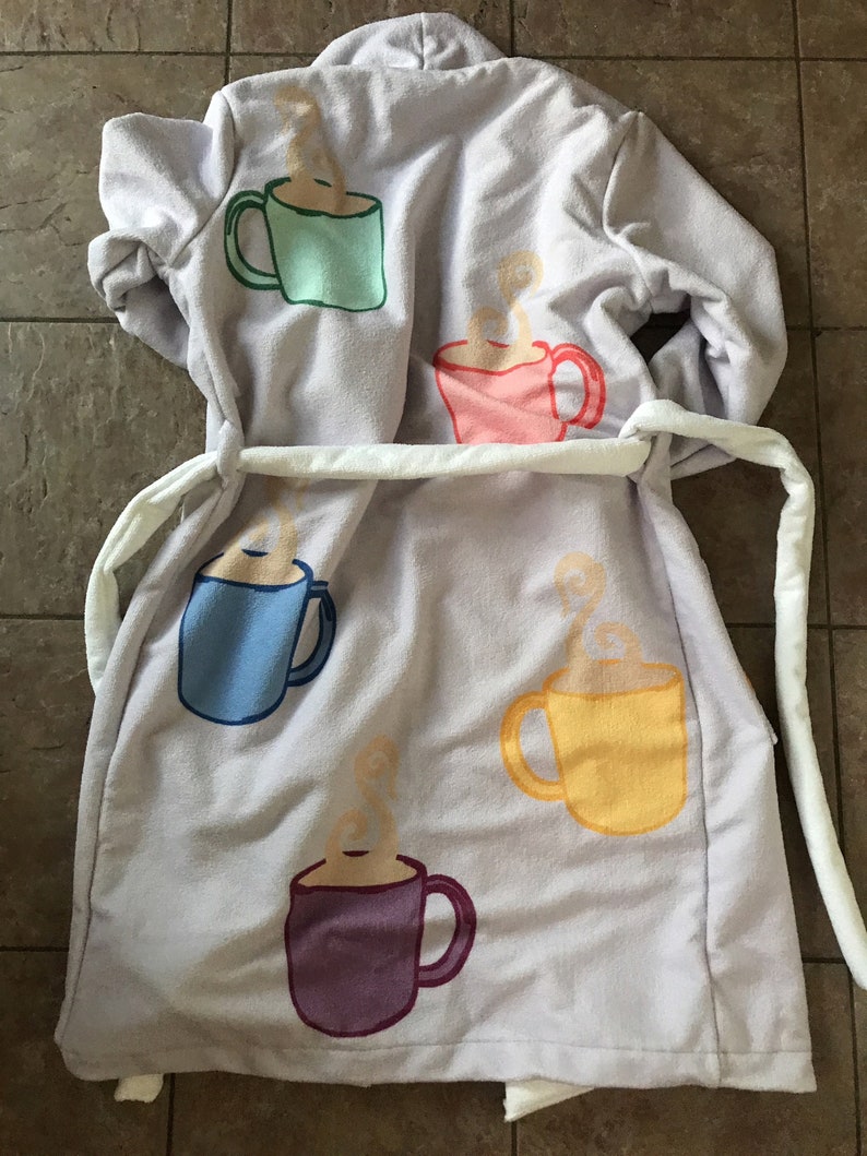 Coffee Cup Towelling Dressing Gown Handmade Robe Tyler Etsy