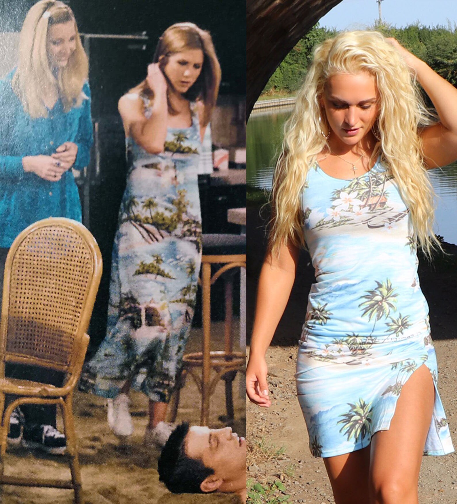 Hawaii Print Dress: Rachel Green Inspired, Handmade Bodycon or Slip Dress