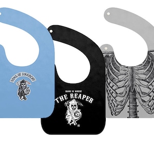 Skull Biker Baby Bibs 3-Pack - Sons Anarchy Inspired Fleece Bib Set