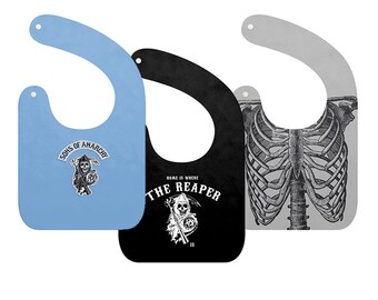 Baberos de bebé con calavera de motociclista (paquete de 3) - Conjunto de baberos de forro polar inspirados en Sons Anarchy