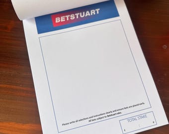 Bloc-notes personnalisé de coupon de pari Betfred - Bloc-notes personnalisé, cadeau amusant, bloc-notes fantaisie, style de coupon de pari, papeterie faite main